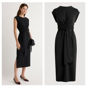 Fei Tie-Front Organic Cotton Dress Size Medium Black